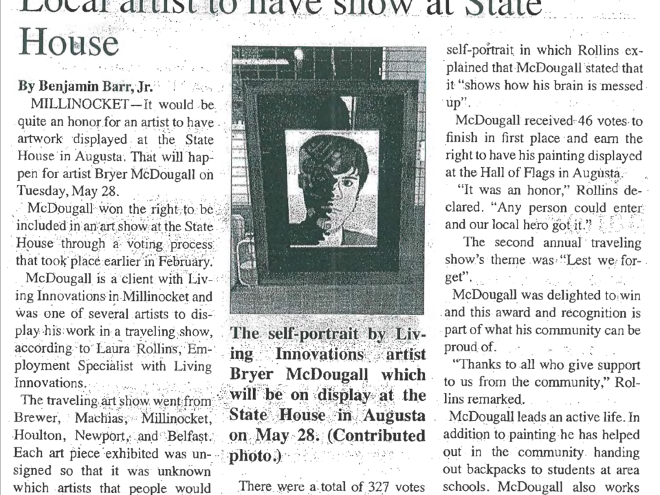 Lincoln News, April 2019 – Local artist to have show at State House