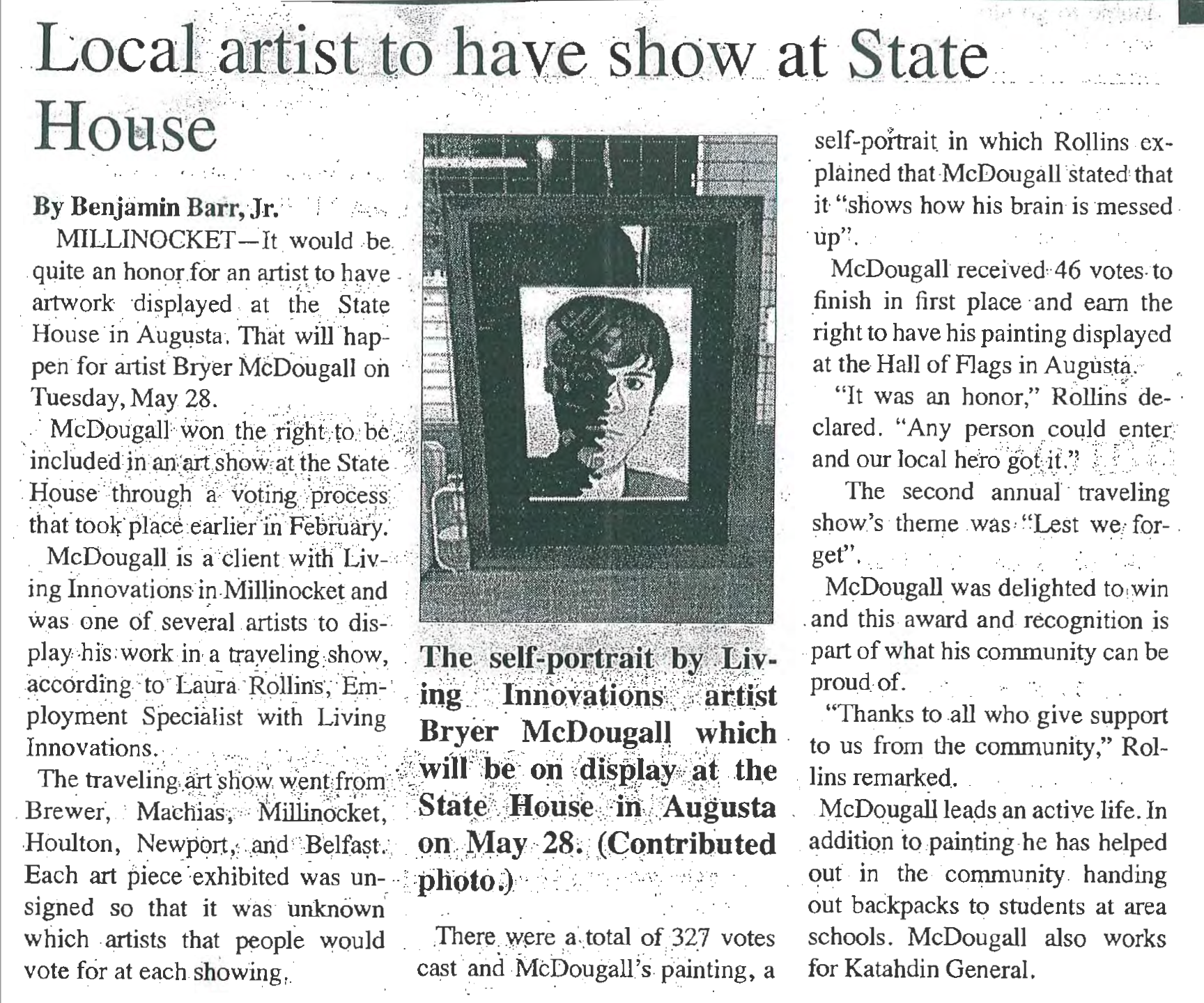 Lincoln News, April 2019 – Local artist to have show at State House